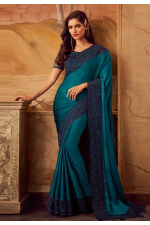 Blue silk festival wear saree 5112