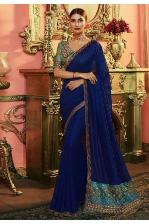 Blue silk party wear saree 117