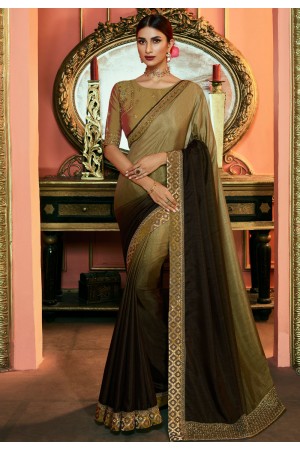 Golden silk festival wear saree 115