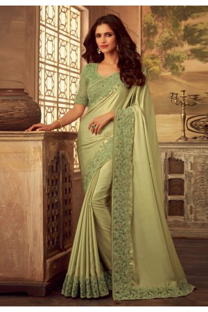 Light green silk festival wear saree 5106