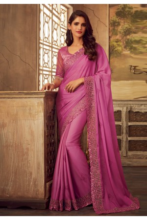 Pink silk festival wear saree 5108