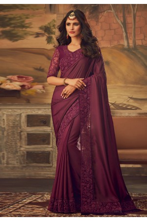 Purple silk party wear saree 5101