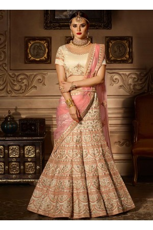 Pink banglori silk embroidered work a line lehenga choli 5008