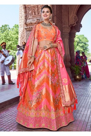 Multicolor Silk Jacquard Traditional Lehenga Choli 2716