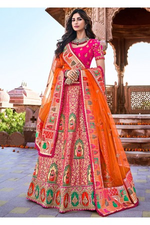 Pink Traditional Silk Jacquard Woven Lehenga Choli 2704