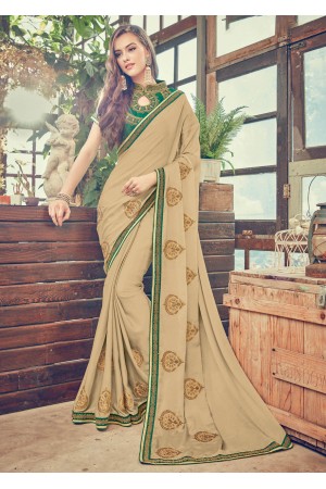 Beige Art Silk Embroidered  Saree 24349