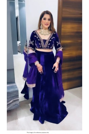 Bollywood Model Violet velvet wedding lehenga