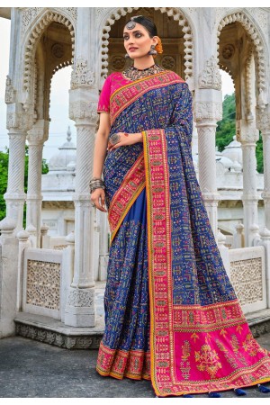 Blue banarasi silk festival wear saree 5906