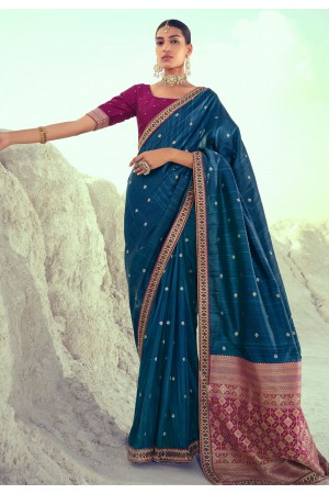 Blue silk festival wear saree 4230