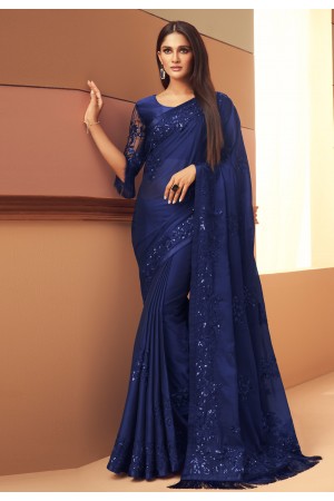 Blue silk festival wear saree 6102