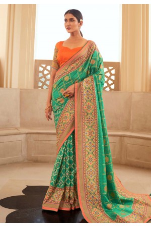 Green silk festival wear saree 240