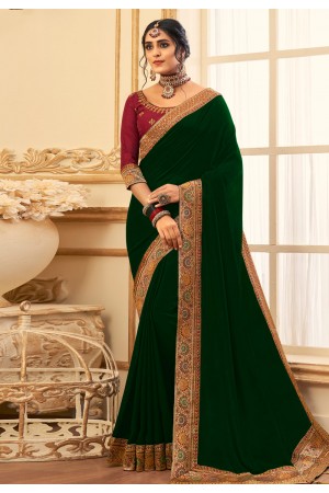 Green silk festival wear saree 2808
