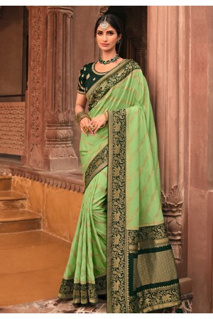 Light green silk festival wear saree 13368