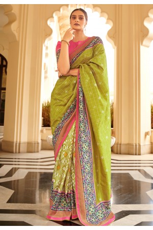 Light green silk saree with blouse 245