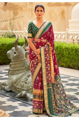 Maroon silk saree with blouse 114I