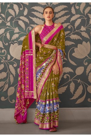 Mehndi silk festival wear saree 114B