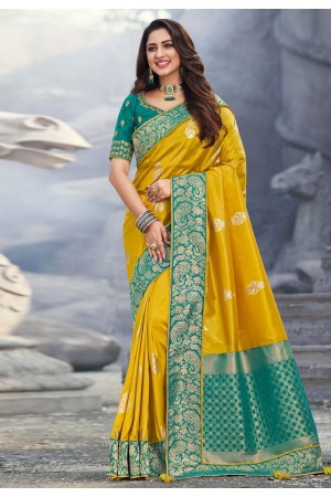 Mustard color silk saree with blouse 1303