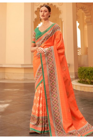 Orange silk festival wear saree 244