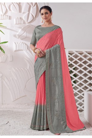 Pink viscose festival wear saree 41612