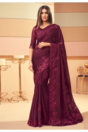 Purple silk saree with blouse 6101
