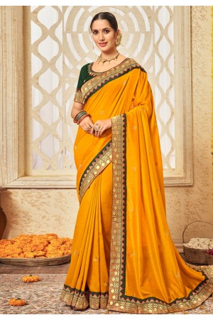 Yellow silk saree with blouse 3007