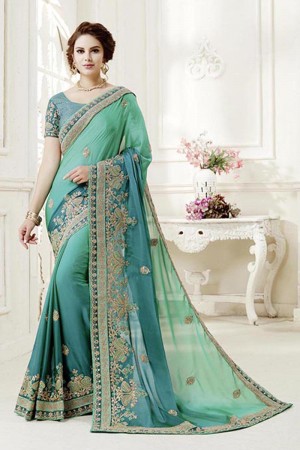 Party wear indian wedding designer saree 7009