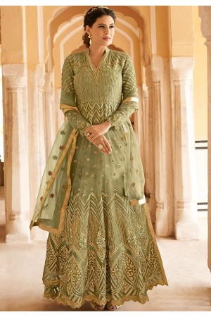 green net embroidered long anarkali suit 15102a