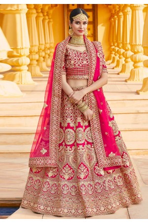 Pink bridal velvet lehenga choli 8302