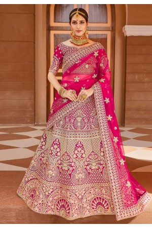 Pink bridal velvet lehenga choli 8308