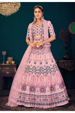 Pink georgette sequins work lehenga choli 1812