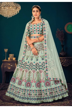 Pista green georgette sequins work lehenga choli 1811