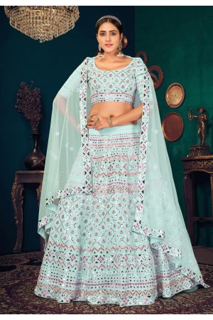 Sky blue georgette lehenga choli 1826