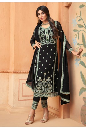 Black georgette embroidered kameez with pant 96002