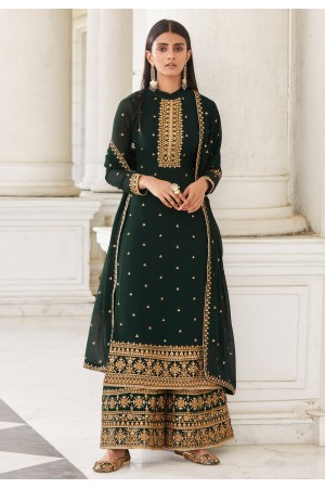 Green georgette kameez with palazzo 8456