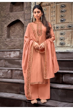 Peach cotton silk palazzo suit 1874