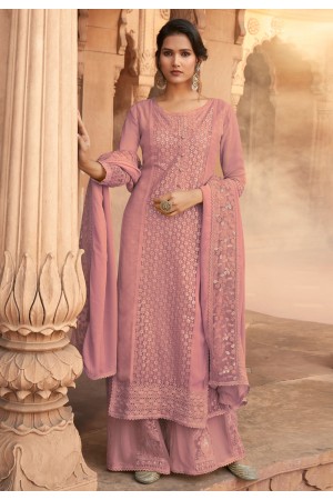 Pink georgette kameez with palazzo 11002