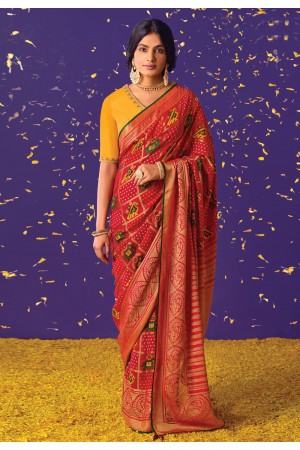 Brasso Saree with blouse in Maroon colour 16003