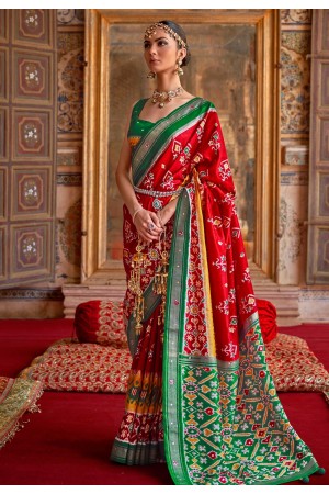 Patola print Saree in Red colour 458A