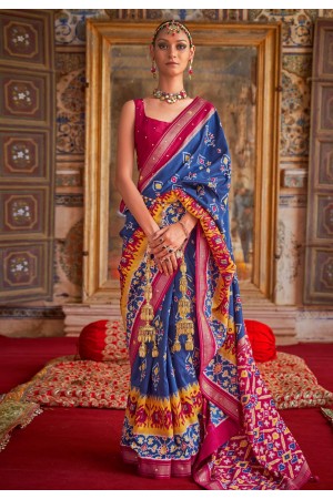 Patola silk Saree in Blue colour 458B