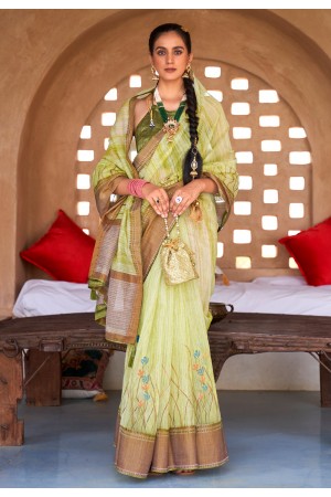 Silk Saree with blouse in Light green colour 400
