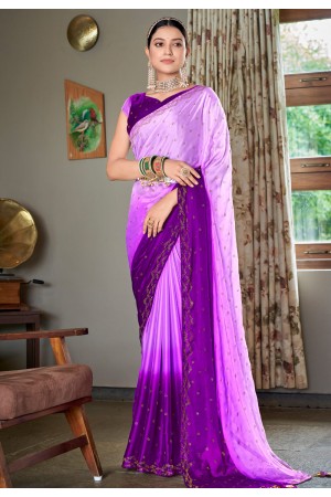 Silk Saree with blouse in Light purple colour 5404