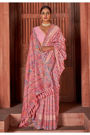 Silk Saree with blouse in Pink colour 3275B