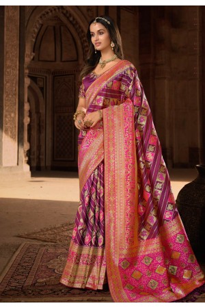 Silk Saree with blouse in Purple colour 10171