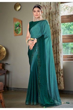 Silk half n half Saree in Teal colour 5405