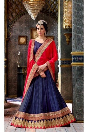 Party Wear Blue Red Lehenga 2003