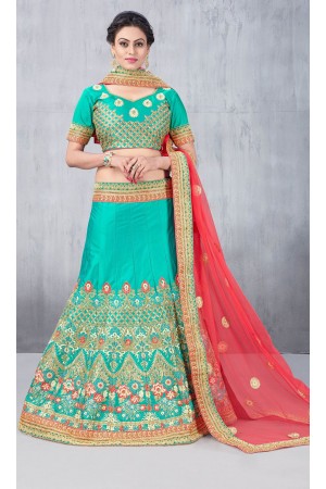 Party Wear Green Lehenga 156