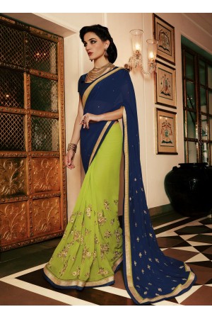 Party-wear-green-blue-color-saree