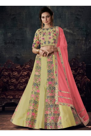 Green raw silk wedding lehenga choli