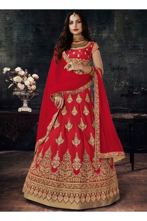 Red color silk wedding lehenga choli