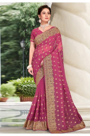 Georgette Saree with blouse in Light purple colour 6455